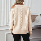 Damen Grobstrickpullover mit eleganter Struktur und modischen Puffärmeln