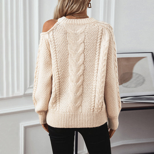Damen Grobstrickpullover mit eleganter Struktur und modischen Puffärmeln R&B