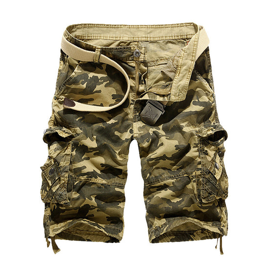 Herren Camo Cargo-Shorts mit mehreren Taschen und verstellbarem Bund R&B