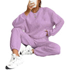 Damen gemütlicher Strick-Loungewear-Set mit Struktur