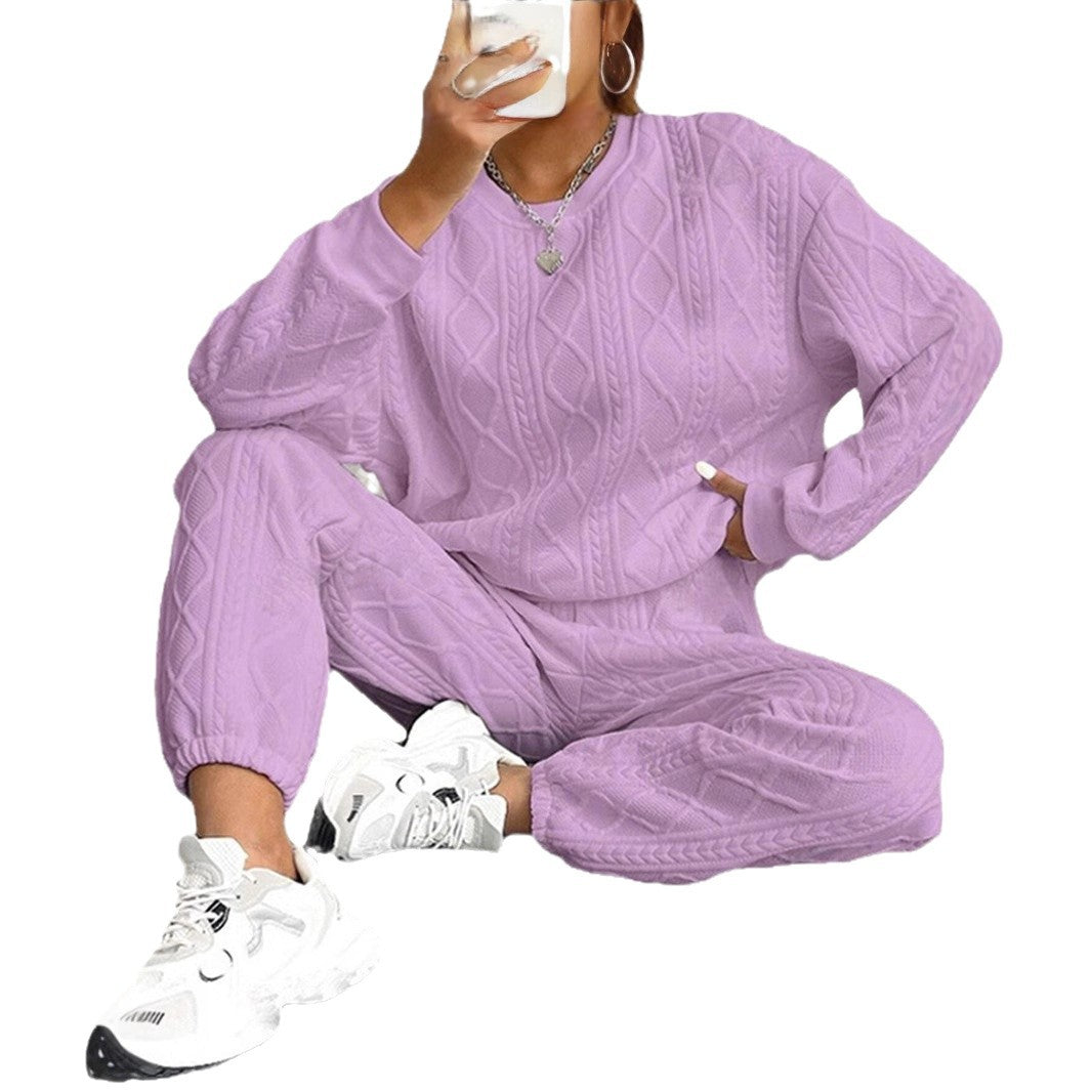 Damen gemütlicher Strick-Loungewear-Set mit Struktur