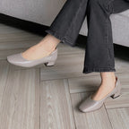 Damen Elegante Blockabsatz-Ballerinas mit geschmeidiger Oberfläche
