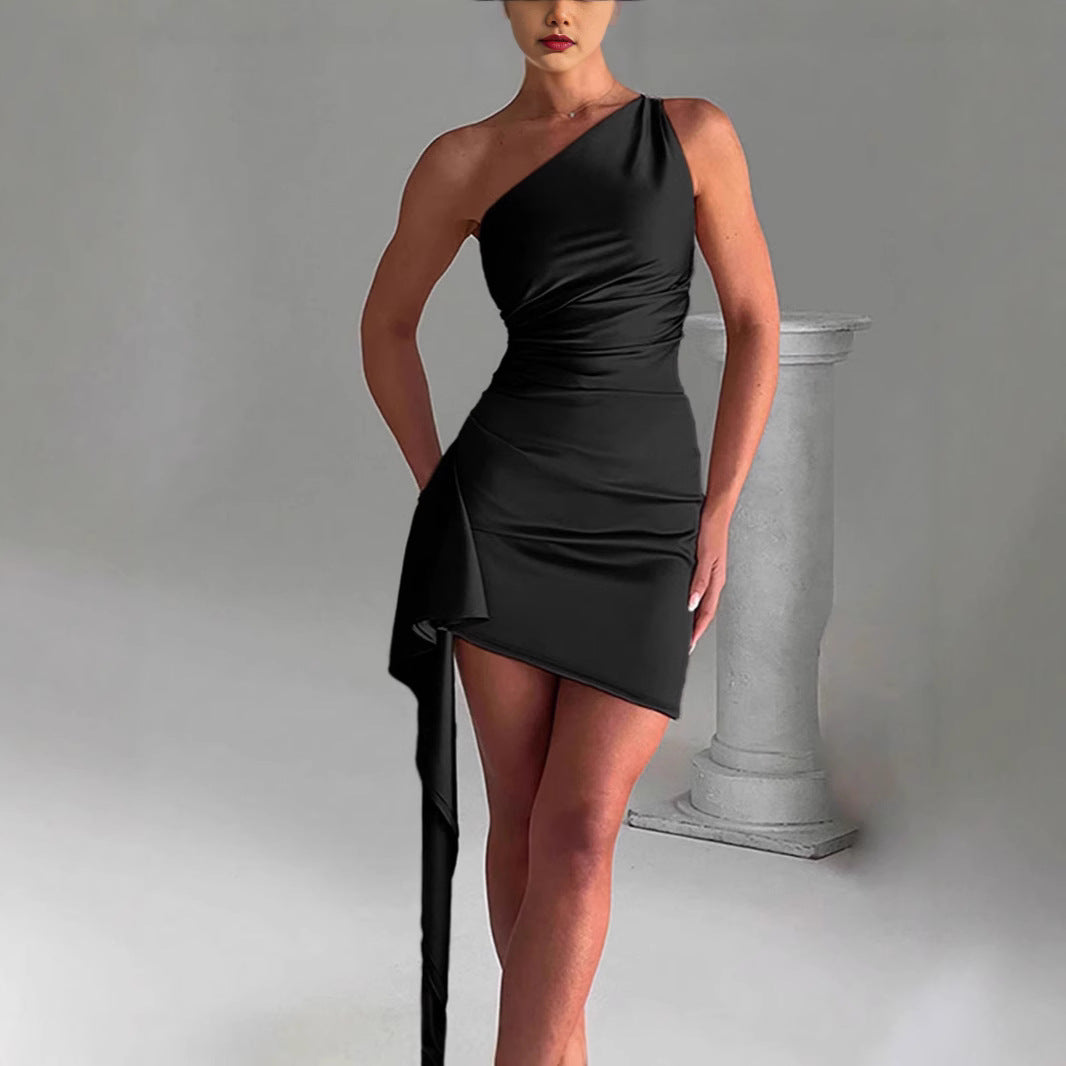 Damen Etuikleid mit asymmetrischem Schnitt und Drapierung R&B