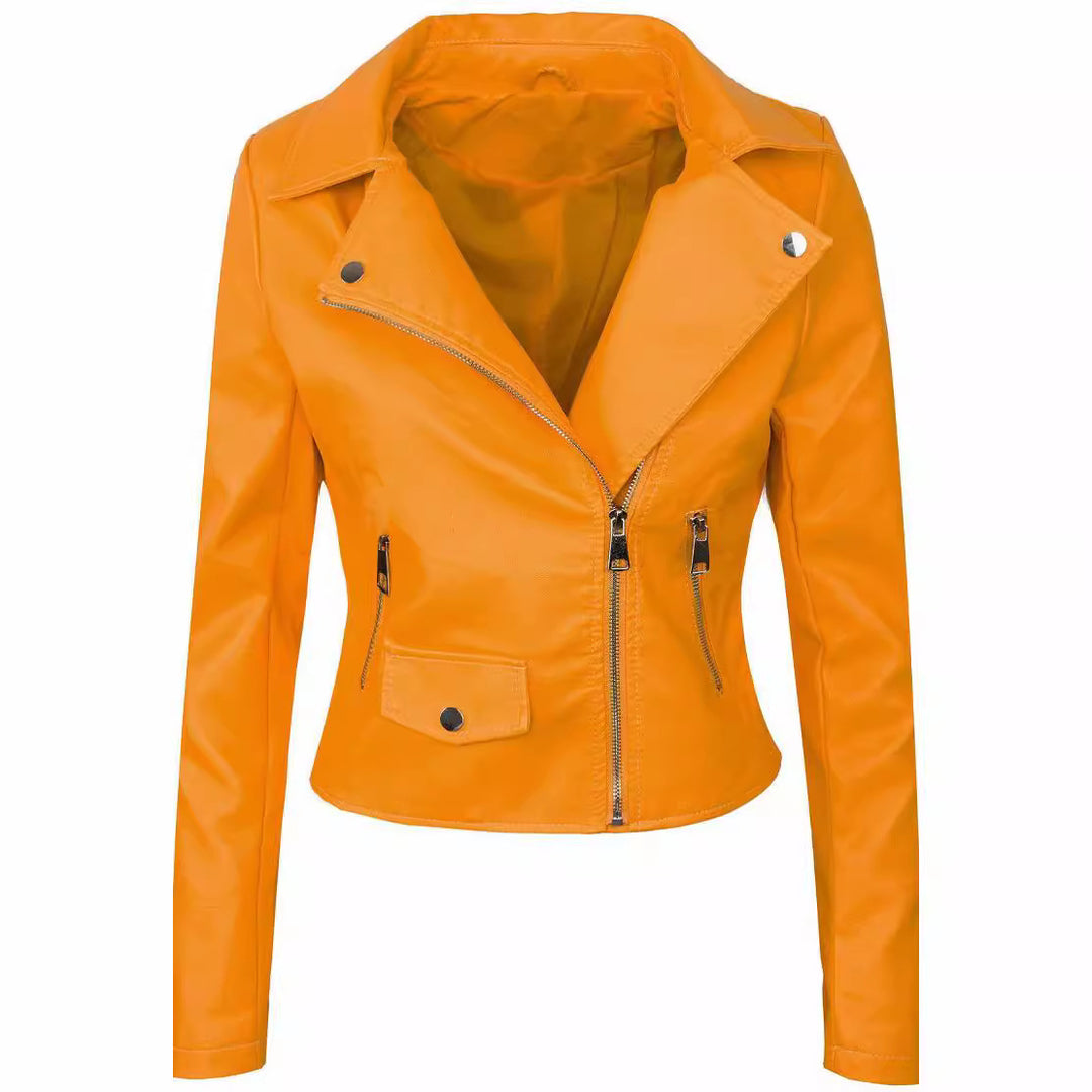 Damen stylische Bikerjacke aus hochwertigem R&B