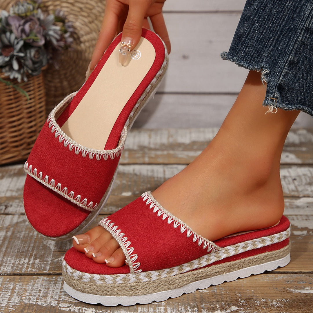 Damen Espadrille-Slipper mit geflochtenem Absatz R&B