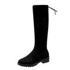 Damen Überknee-Stiefel mit samtiger Oberfläche und verstellbarem Schnürdetail R&B
