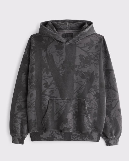 Unisex nan lockerer Kapuzensweat mit dezenter Blätterstruktur, doppelter Kapuze ohne Kordelzug und Kängurutasche R&B