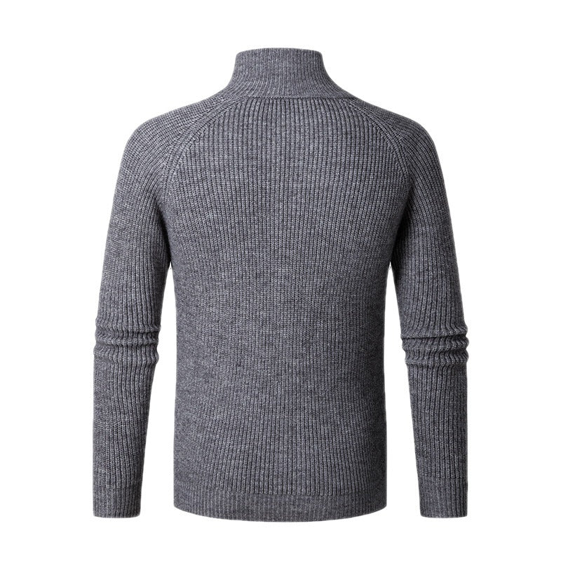 Herren Strickjacke mit hohem Kragen und feiner Rippstruktur R&B