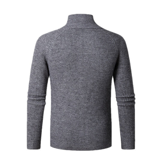Herren Strickjacke mit hohem Kragen und feiner Rippstruktur R&B