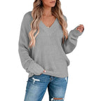 Damen Feinstrickpullover mit V-Ausschnitt und lässigem Schnitt R&B