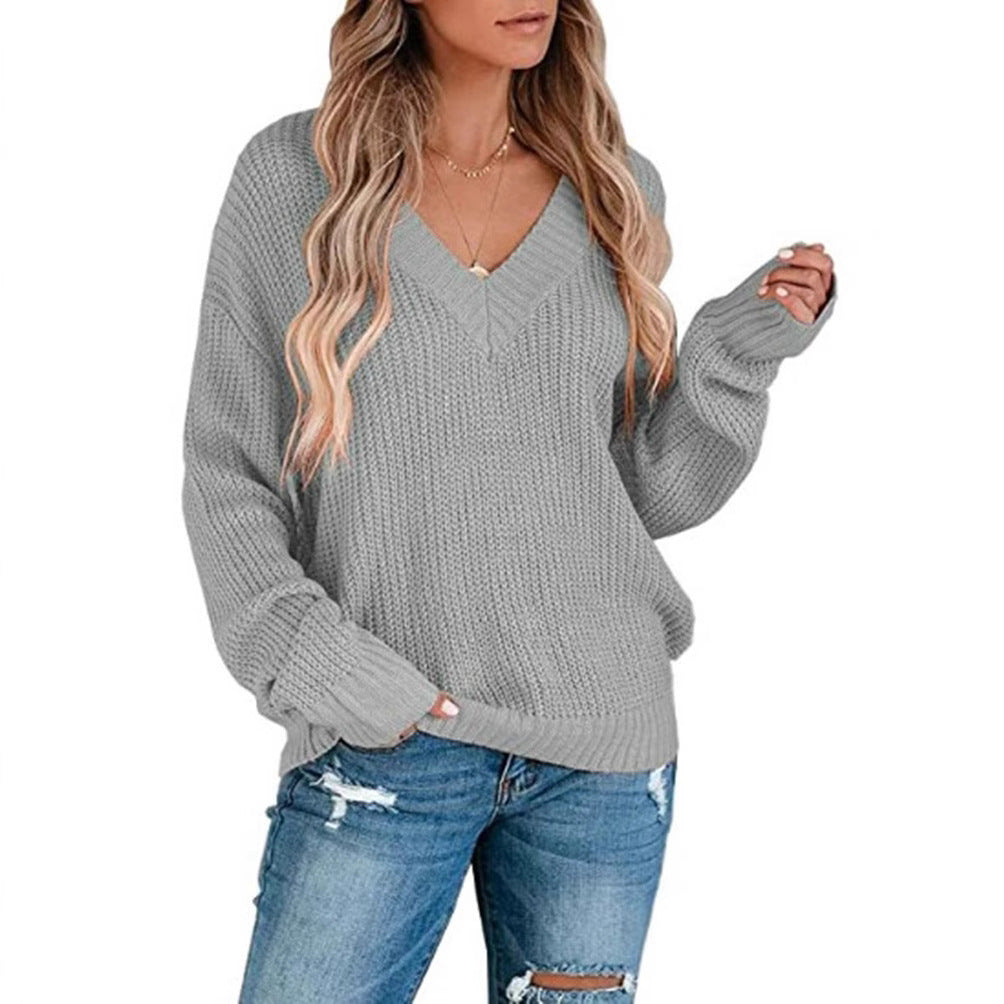 Damen Feinstrickpullover mit V-Ausschnitt und lässigem Schnitt R&B