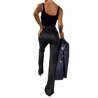 Damen eleganter und stylischer Blazer mit hoher Taille und Schlitz R&B