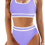 Damen Sportives Bikini-Set mit hohem Bund R&B