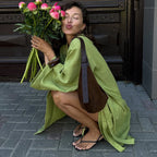 Damen luftige Leinenmaxikleid R&B