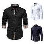 Herren elegantes Langarmhemd mit modernen Karo-Akzenten R&B