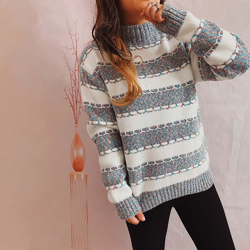 R&B | Gestreifter Strickpullover im Modernen Stil