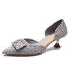 Damen elegante Sling-Pumps mit kunstvollem Blumenrelief und funkelndem Schmuck