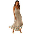 Damen Maxikleid mit Blumendruck und dekorativem Saum R&B