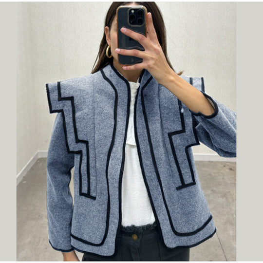 Damen modische Wolljacke mit markantem Design R&B