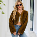 Damen Flauschige Kunstpelzjacke mit weitem Schnitt R&B
