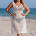 Damen gehäkelter Strandüberwurf mit transparentem Design R&B