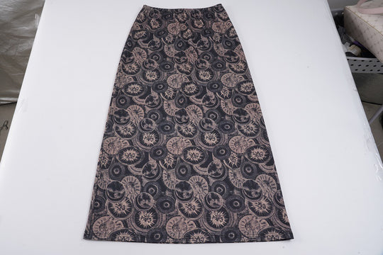 Damen Midi-Rock mit kunstvollem Druck und elastischem Bund R&B