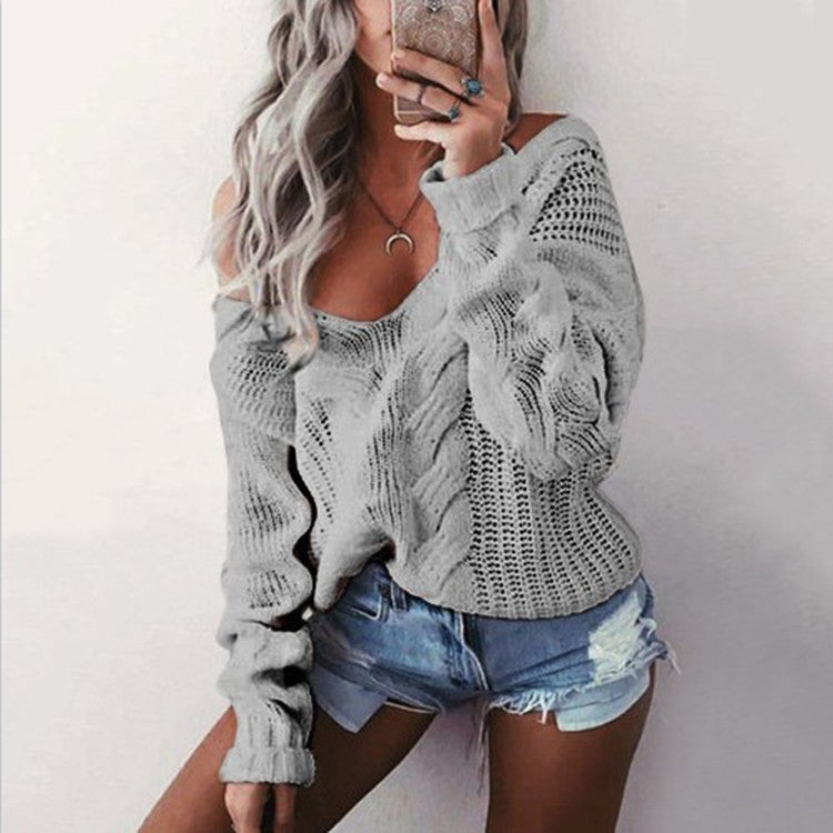 Damen Grob gestrickter Pullover mit luftiger Häkelstruktur R&B