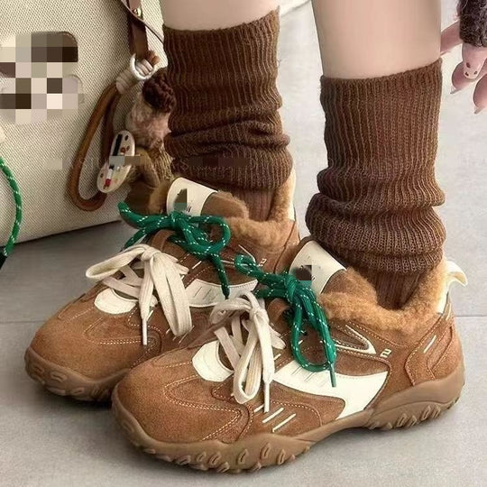 Damen Bequeme Outdoor-Sneaker mit wärmendem Innenfutter und modischer Schnürung R&B