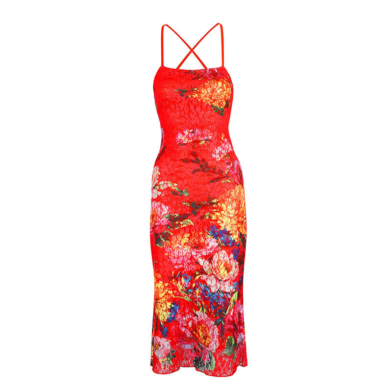 Damen Elegantes Spitzenkleid mit floralen Akzenten und verstellbaren Trägern R&B