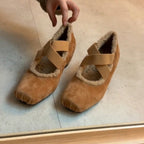 Damen Ballerina-Schuhe mit kuscheligem Innenfutter und elegantem Riemendesign