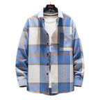Herren nan kariertes Overshirt aus schwerem Flanell mit Brusttasche und lässigem Schnitt R&B