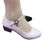 Damen elegante Ballerinas mit modischem Riemen und bequemem Blockabsatz R&B