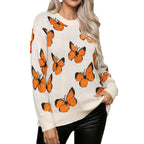 Damen Strickpullover mit Schmetterlingsmuster R&B