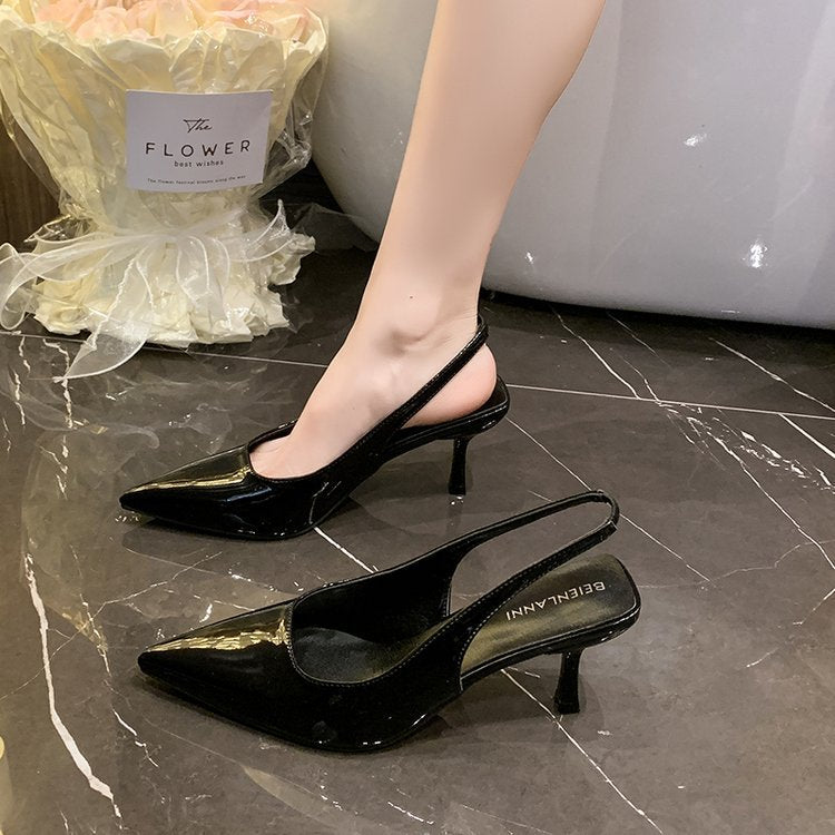 Damen Slingback-Pumps mit spitz zulaufendem Design und eleganter Hochglanz-Oberfläche R&B