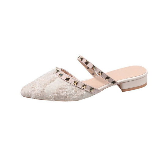 Damen elegante Mules mit modischen Riemen und geschmackvollen Stud-Akzenten R&B