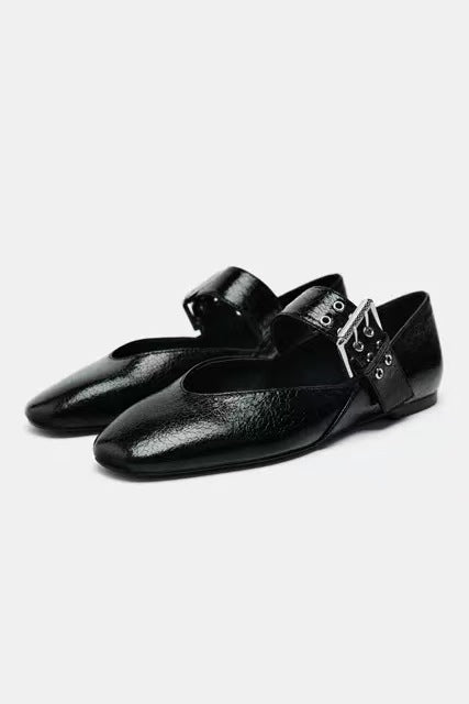 Damen Ballerinas mit Leopardenmuster und dekorativem Riemen R&B