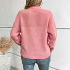 Damen lässiger Pullover mit hohem Kragen und modernem Strukturstrick