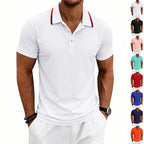 Herren nan tailliertes Kurzarm-Poloshirt mit Kontrastkragen aus atmungsaktivem Piqué R&B