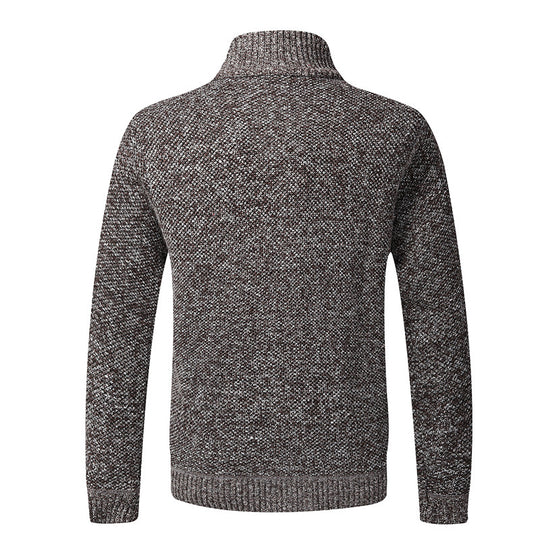 Herren modische Strickjacke mit hochgeschlossenem Kragen und praktischen Taschen R&B