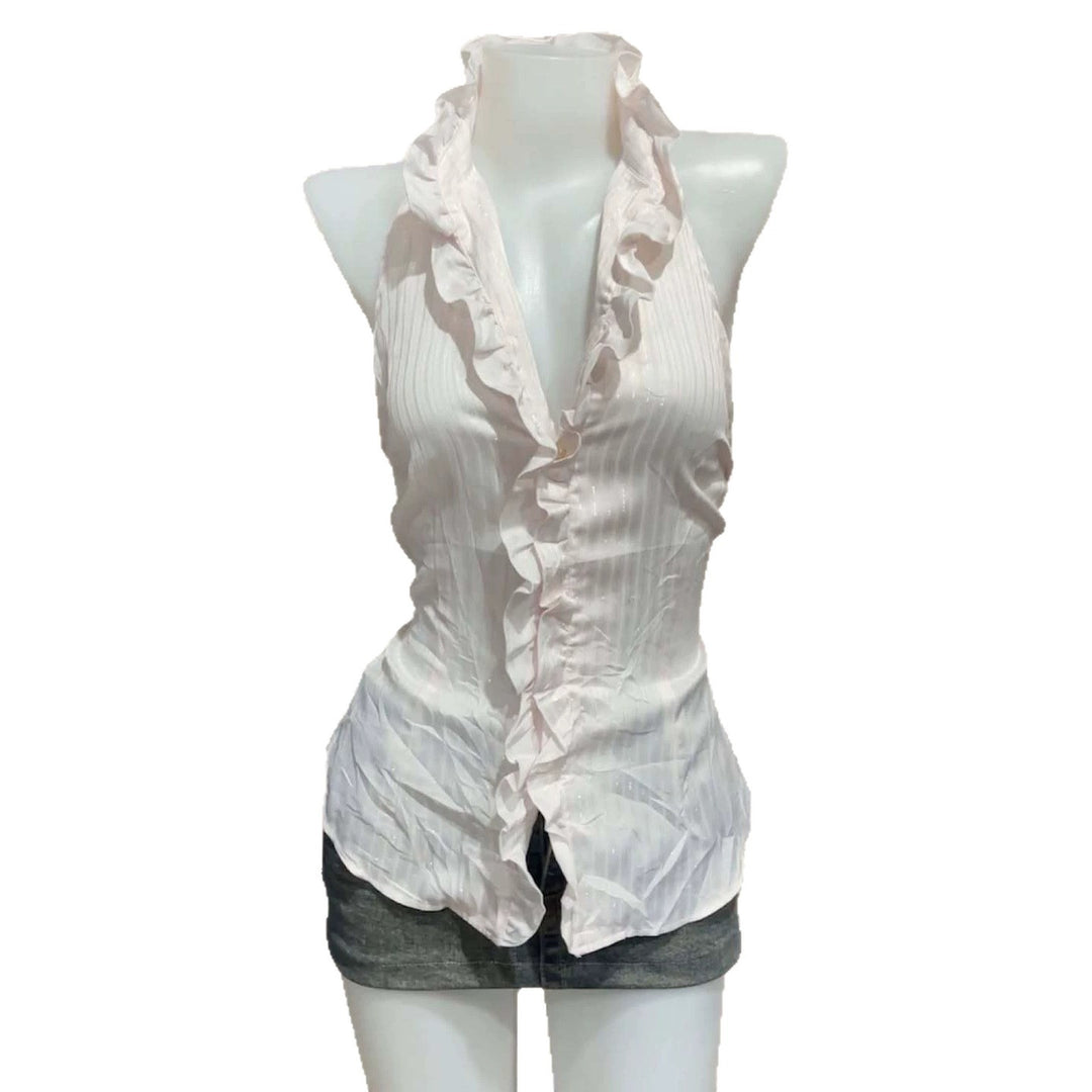 Damen Elegantes Faltenoberteil mit Rüschen R&B