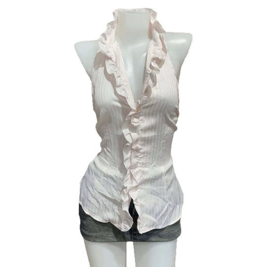 Damen Elegantes Faltenoberteil mit Rüschen R&B