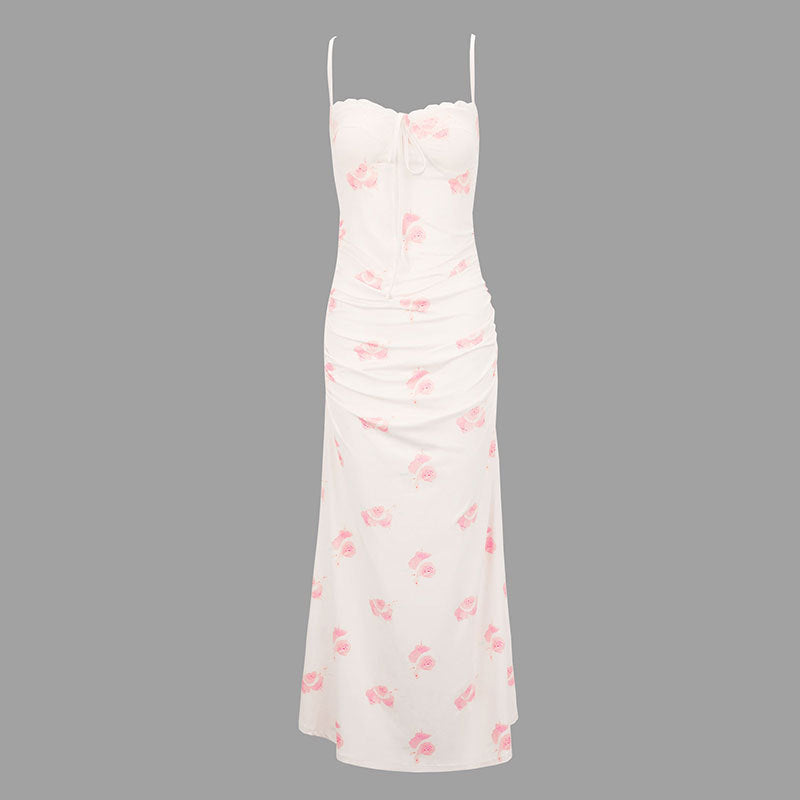 Damen Maxikleid mit zarten Rüschendetails und floralem Mustermix R&B
