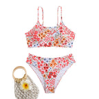 Damen hochgeschnittener Bikini mit floralen Mustern R&B