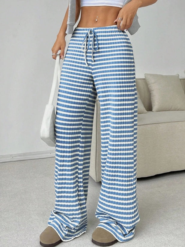 Damen weite Karohose mit elastischem Bund und verstellbarem Kordelzug R&B