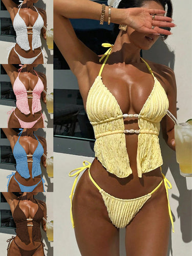 Damen Triangel-Bikini mit gerafftem Design und eleganten Details R&B