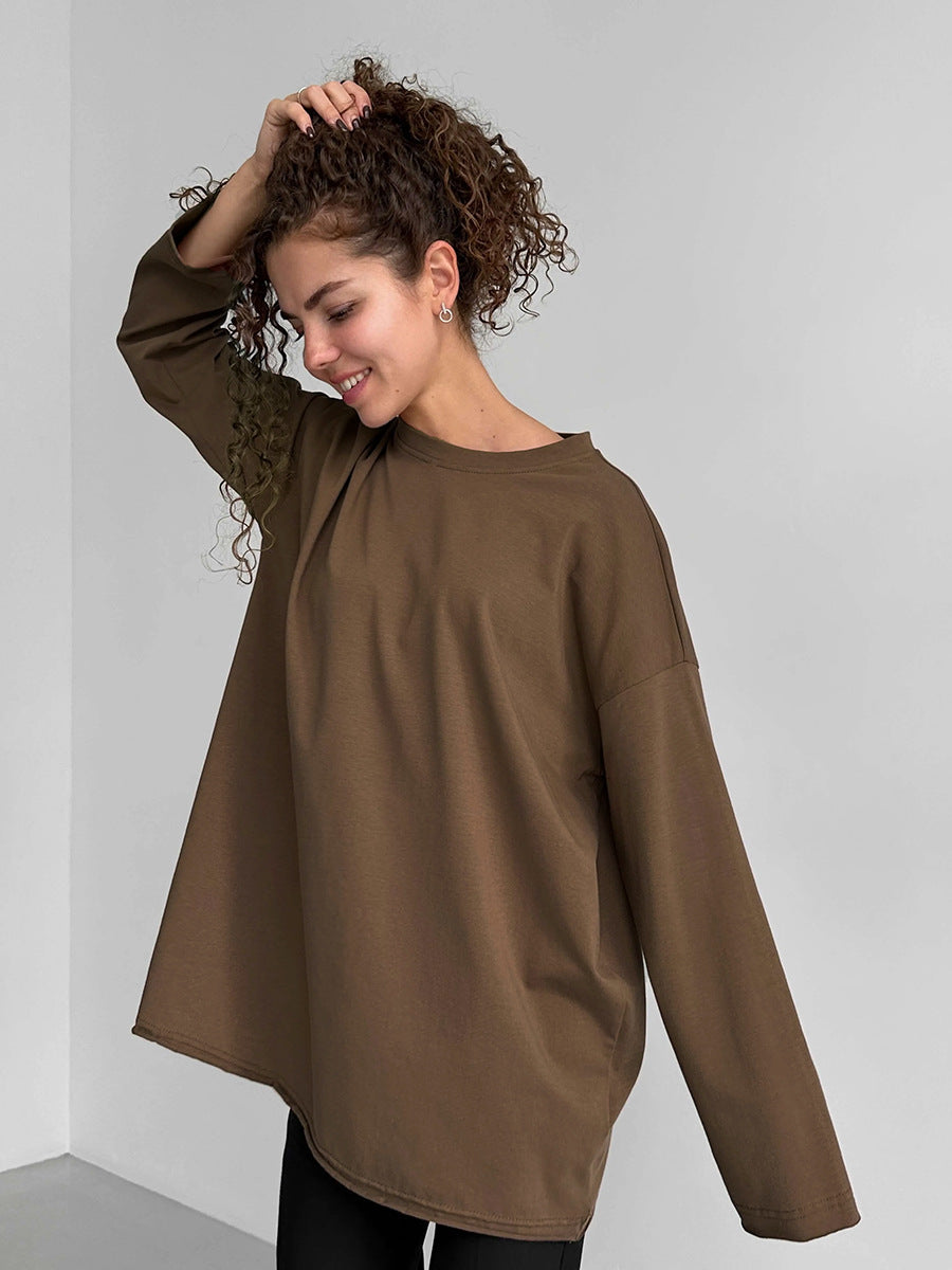 Damen Oversize Langarmshirt mit hohem Kragen R&B