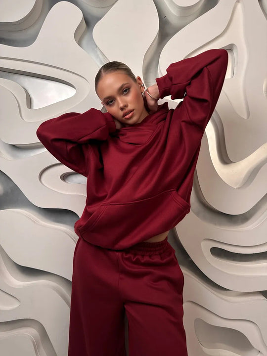 Damen lässiges Kapuzen-Set mit weitem Schnitt R&B