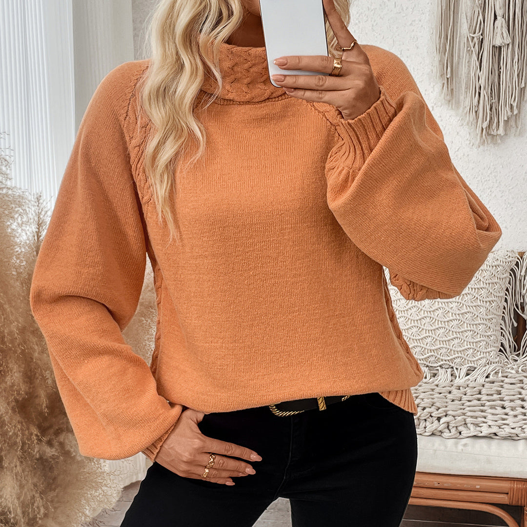 Damen Strickpullover mit hohem Kragen R&B