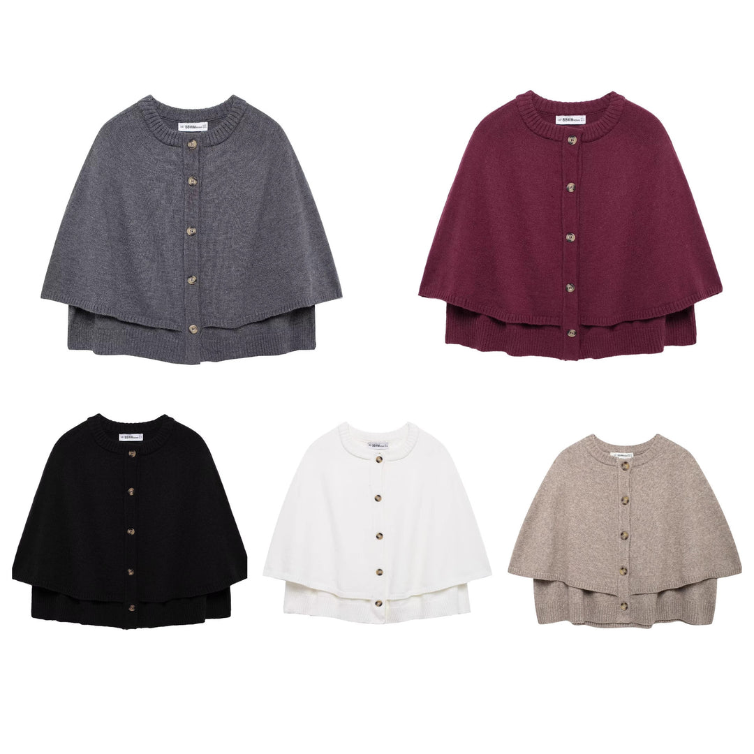 Damen Strick Poncho R&B