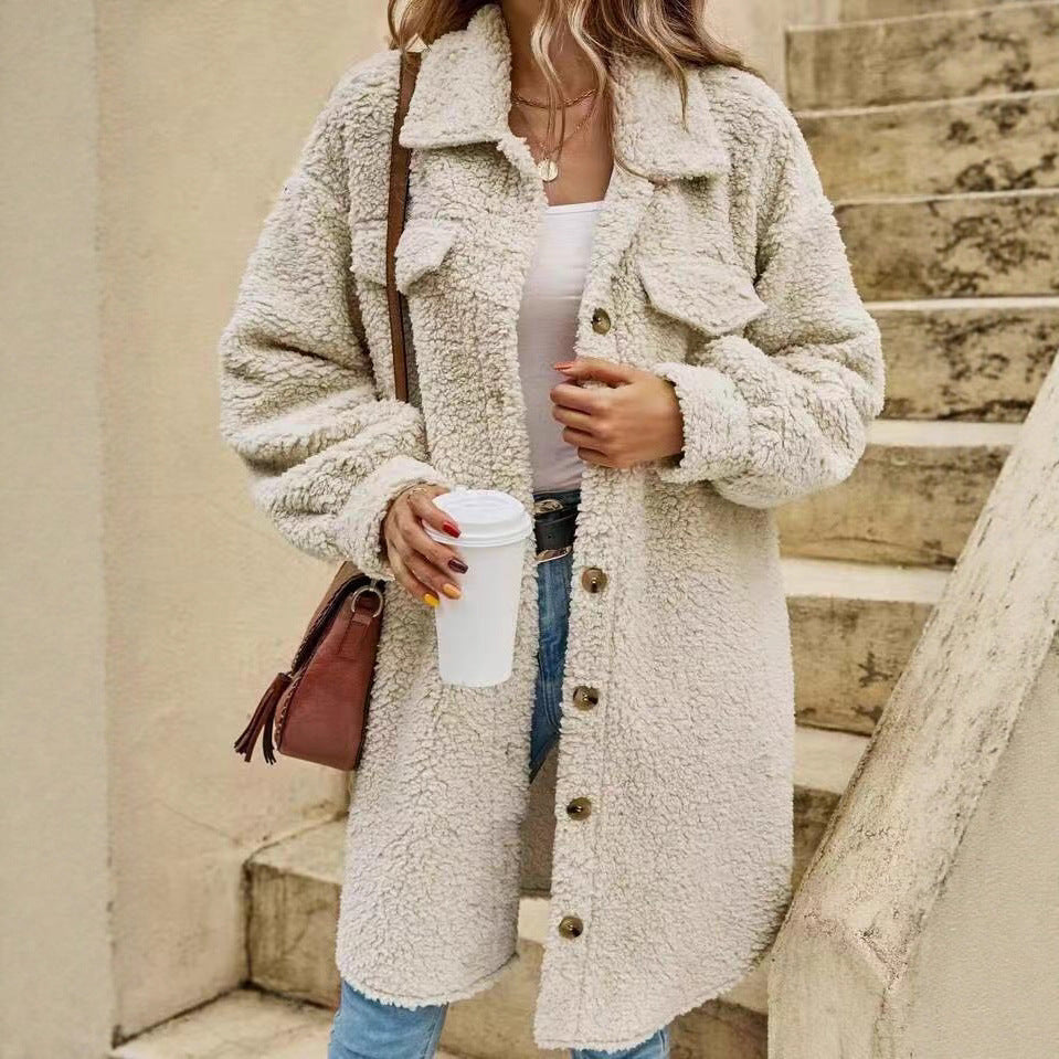 Damen Weiche und kuschelige Oversized-Jacke R&B